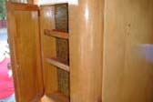 Classic 1955 Shasta Trailer showing original entryway cabinet